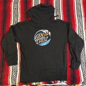 santa cruz womens hoodie size large L black full zip long sleeve logo surf